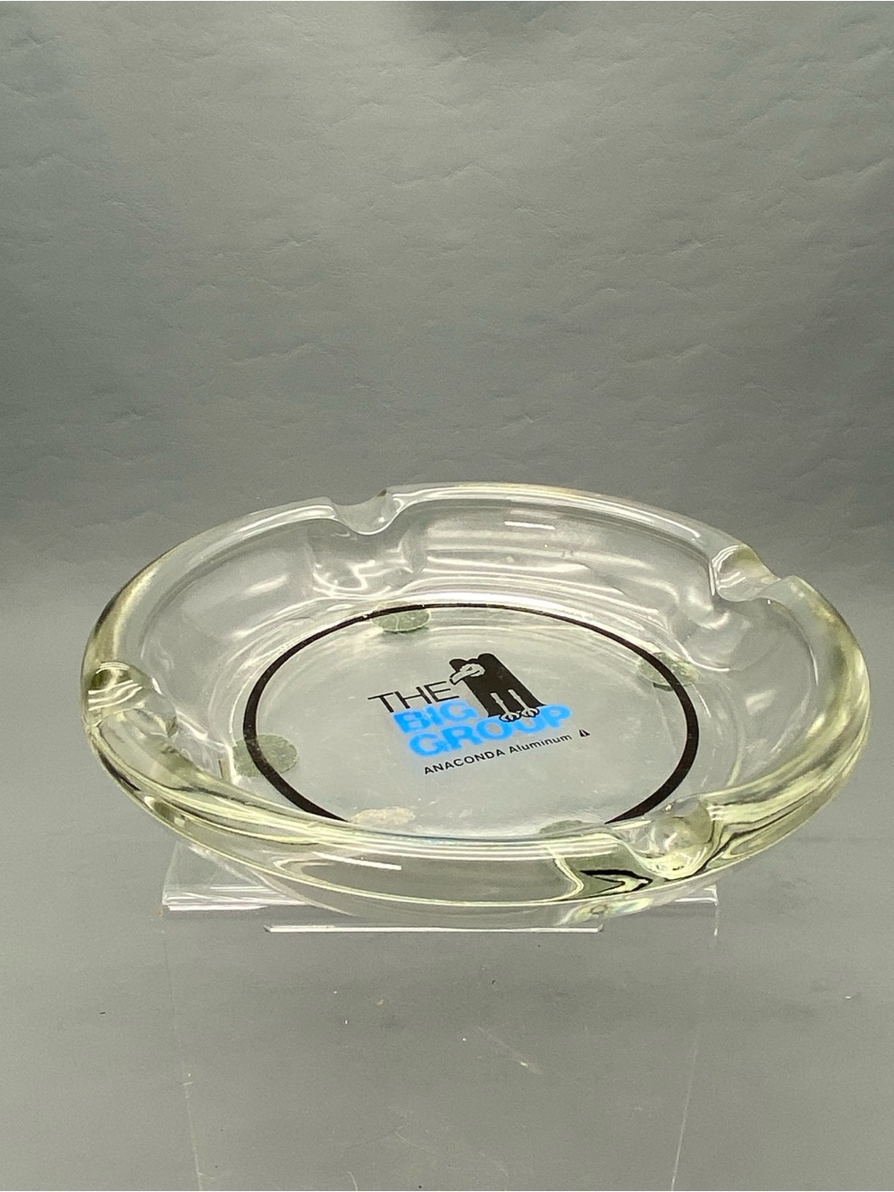 Vintage Anaconda Aluminum The Big Group Glass Ashtray Vulture Mascot Promo